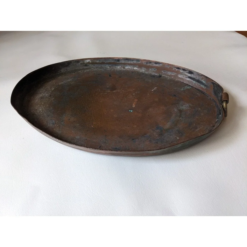 Antique Duparquet Copper Oval Roasting Gratin Pan 13 x 9 In NYC 112 w 22nd